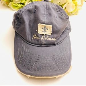 Gray/blue cream New Orleans distressed hat